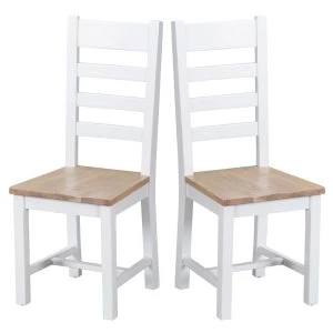 Image of Robert Dyas Madera Ready Assembled Pair of Ladder Back Wooden Chairs
