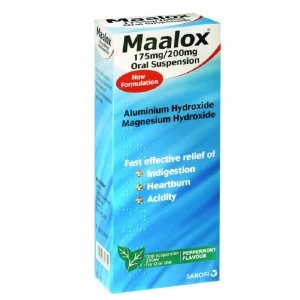 Image of Maalox 175mg/200mg Oral Suspension Peppermint Flavour 250ml