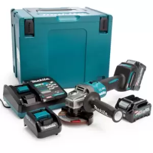 Image of Makita - GA004GD202 40V Max 115mm Angle Grinder with 2 x 2.5Ah Battery Charger & Type 4 Case