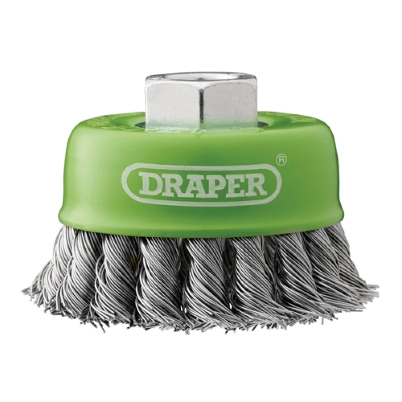 Image of Draper Stainless-Steel Twist-Knot Wire Cup Brush, 75mm, M14 8054