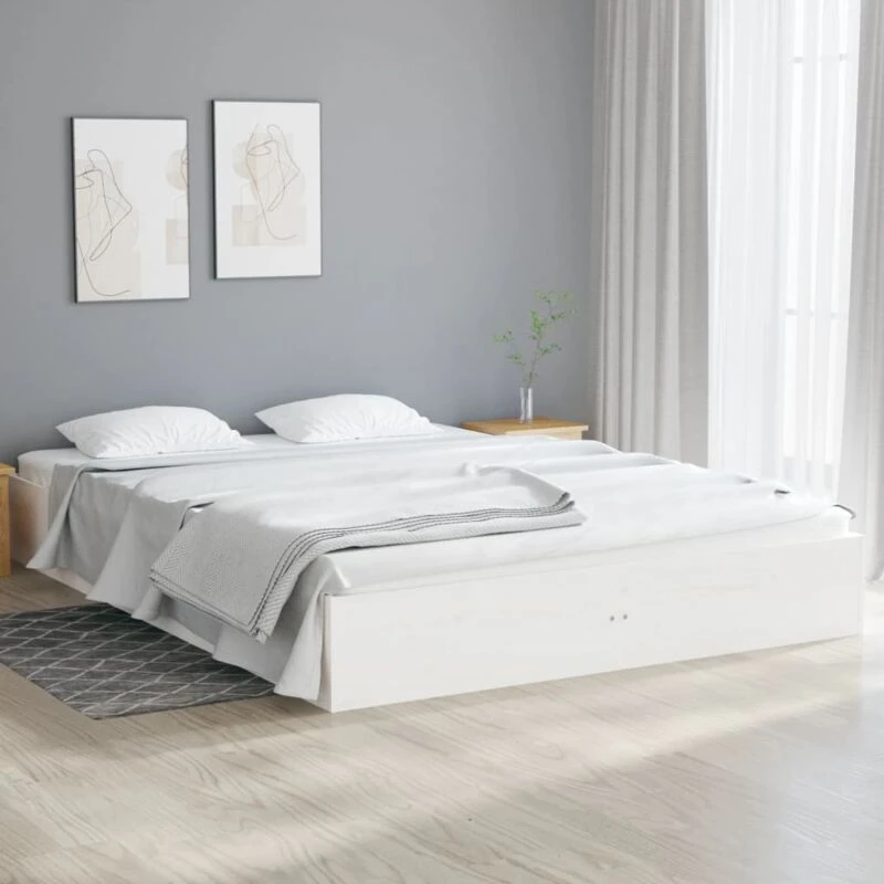 Image of VIDAXL Vidaxl - Bed Frame without Mattress White Solid Wood 135x190cm Double Double 8720287067641