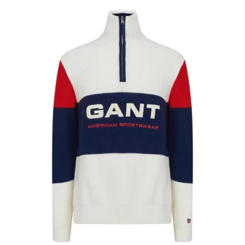Image of Gant Stripe half Zip - Eggshell 113