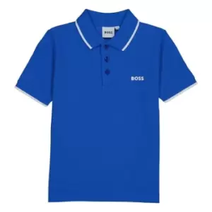 Image of Boss Tipped Logo Polo Shirt Boys - Blue