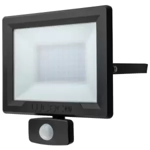 Image of Luceco Eco IP54 Black 4000LM PIR Flood Light - 50W