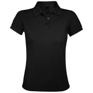 Image of SOLs Womens/Ladies Prime Pique Polo Shirt (M) (Black)