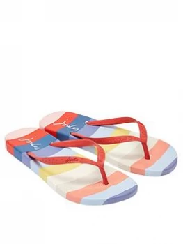 Image of Joules Flip Flops - Multi Stripe, White Multi Stripe, Size 3, Women