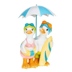 Image of Lido Duck Standing Pair With Brolly Ornament