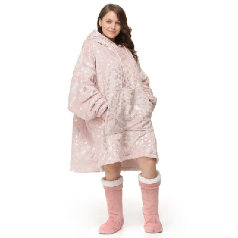 Image of Velosso Foil Print Oversized Hoodie Blanket One Size Fits All