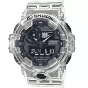 Image of Mens Casio 'G-Shock Skeleton Series' Clear and Black Plastic/Resin Quartz Chronograph Watch