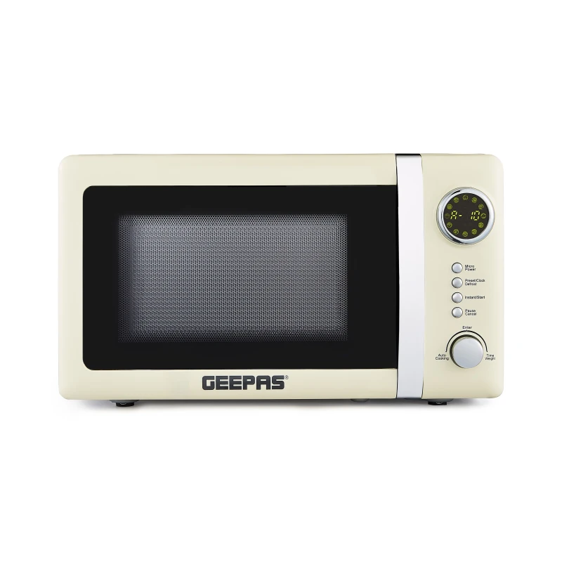 Image of Geepas Lyth Collection Cream 20L Digital Microwave Oven 700W Solo Freestanding Quick Defrost Cream unisex