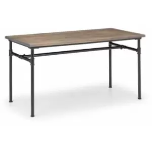 Image of Myra - Industrial Style Dining Table Black Metal Mocha Elm Wood