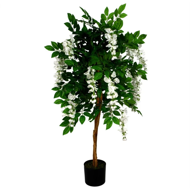 Image of Leaf Artificial Wisteria Tree 130cm Luxury Wisteria 130cm Real Wood Trunk Botanik Green