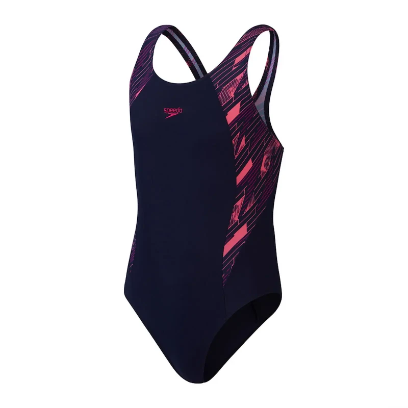Image of Speedo Junior Girls HyperBoom Splice Muscleback - Navy, Size 5-6 Years Navy VUCNH Unisex 5-6 YEARS