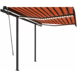 Image of Vidaxl - Manual Retractable Awning with LED 3.5x2.5 m Orange and Brown Multicolour