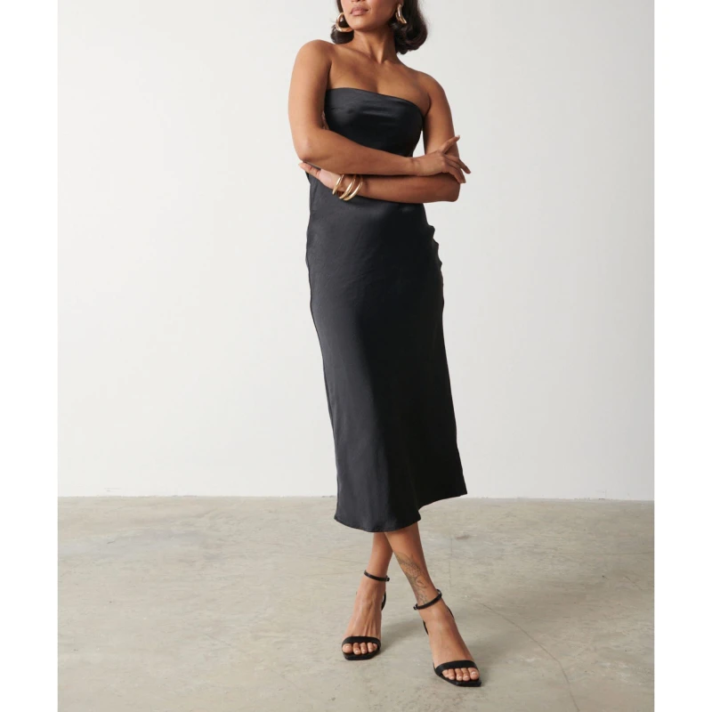 Image of Pretty Lavish Womens Heather Slip Dress Black female 6 (2XS)