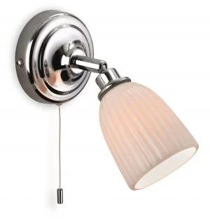 Image of 1 Light Bathroom Indoor Wall Light (Switched) Chrome, Porcelain Shade IP44, G9
