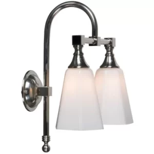 Image of Classic 2 Light Bathroom Wall Light Satin Nickel IP44