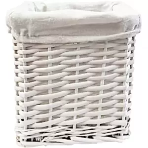 Image of Small Wicker Willow Storage Basket With Cloth Lining [White square 20x20x20,SQUARE]