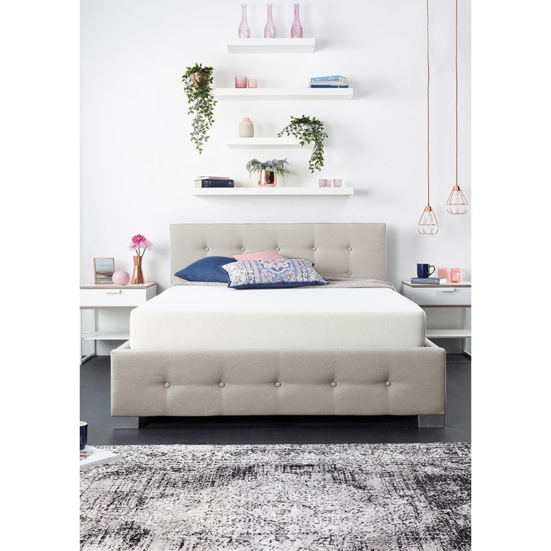 Image of Aspire Aspire Olivier Divan, Plush Fabric, Strutted Headboard, No Drawers in Navy Size: Small Double Navy Small Double Unisex 5057632196507