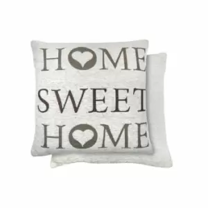 Image of Emma Barclay Home Sweet Home Jacquard Cushion (Pair) Cover In Beige