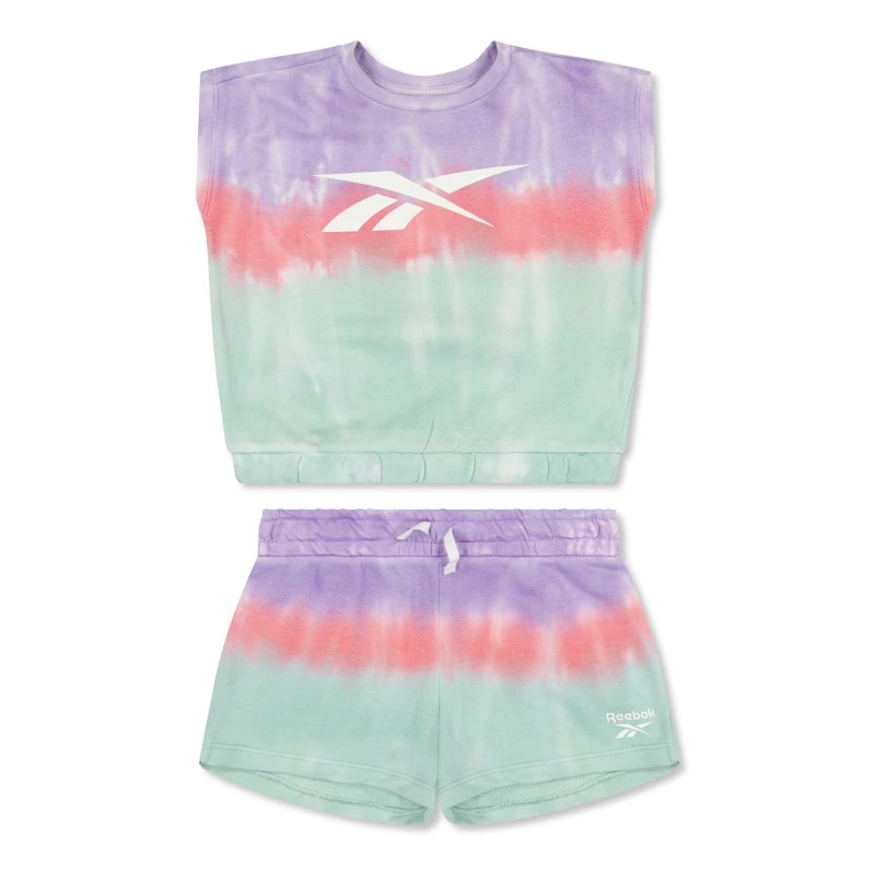 Image of Reebok Kids Tie Dye Top and Shorts Set Tie Dye female 9-10 (M)