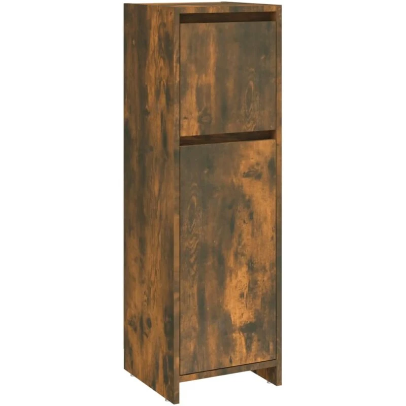 Image of Vidaxl Bathroom Cabinet Smoked Oak 30X30X95cm Engineered Wood, Brown 815552