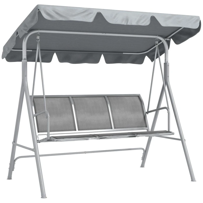 Image of Outsunny Metal Swing Chair w/ Canopy, Grey 84A-059LG
