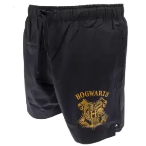 Image of Harry Potter Mens Hogwarts Crest Swimming Shorts (M) (Navy/Gold)