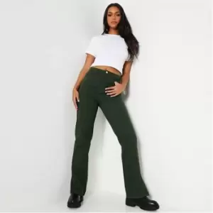 Image of I Saw It First High Waist Side Split Hem Jeans - Green