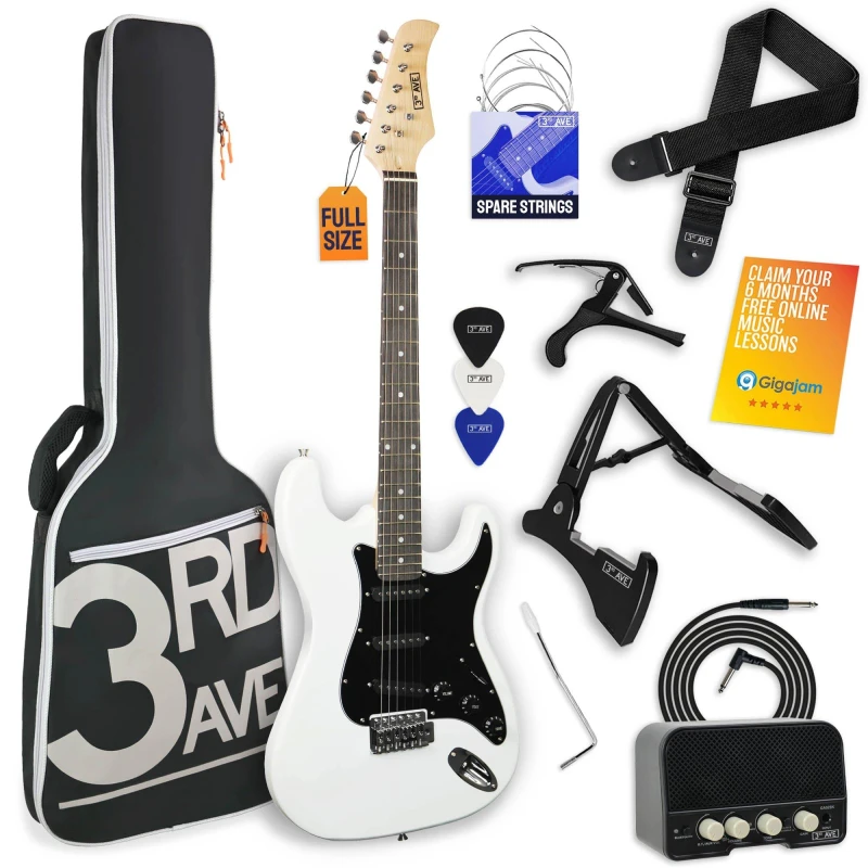Image of 3rd Avenue Full Size Electric Guitar Pack with Amp White unisex Full Size