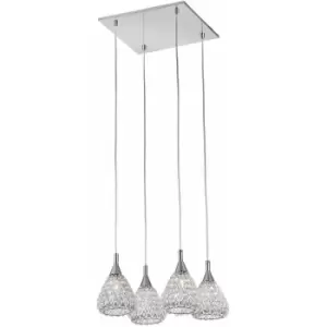 Image of Impex Simone 4 Light Chrome Ceiling Square Pendant Cluster Pendant Ceiling Light