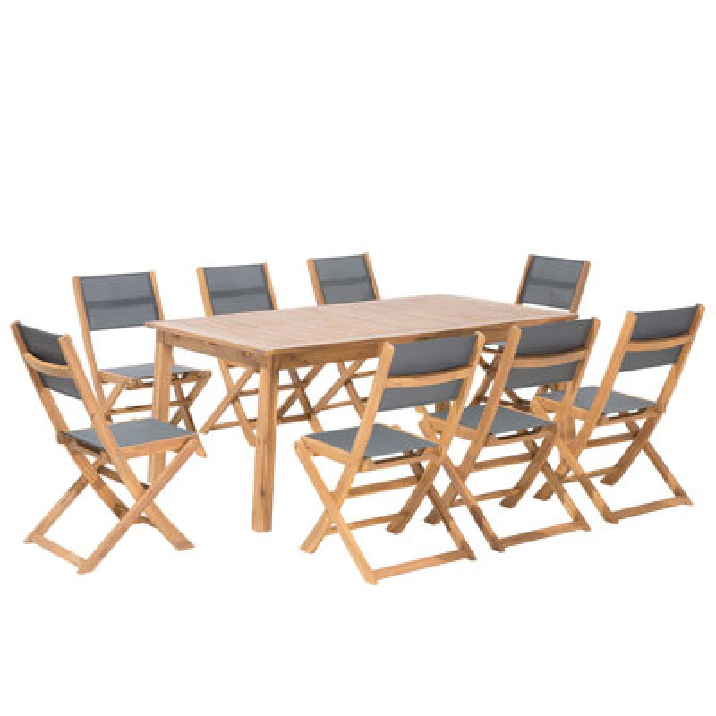 Image of Beliani Garden Dining Set 8 Seater Cesana Acacia Wood Light Brown