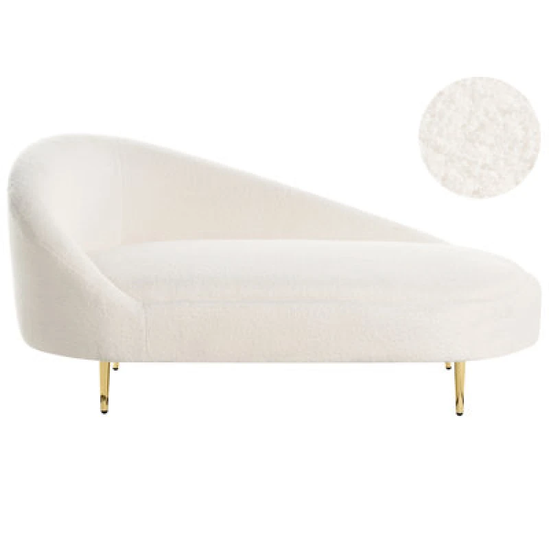 Image of Beliani Left-Hand Chaise Lounge Valreas Boucle Off-White