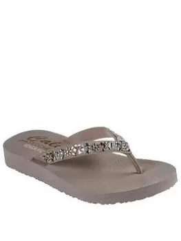 Image of Skechers Meditation Garden Bliss Flip Flops, Taupe, Size 3, Women