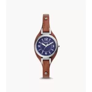 Image of Fossil Womens Carlie Three-Hand Leather Watch - Brown