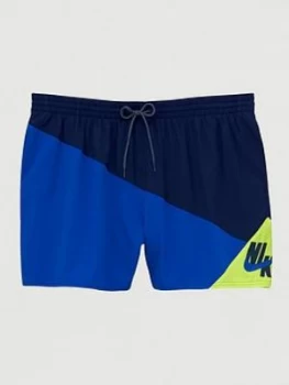 Image of Nike Swim Plus Size 5" Logo Jackknife Swim Shorts - Navy/Blue/Yellow