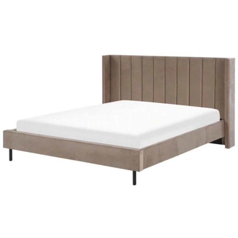 Image of Beliani Bed Velvet Villette 180 X 200 Cm (Eu Super King) Taupe