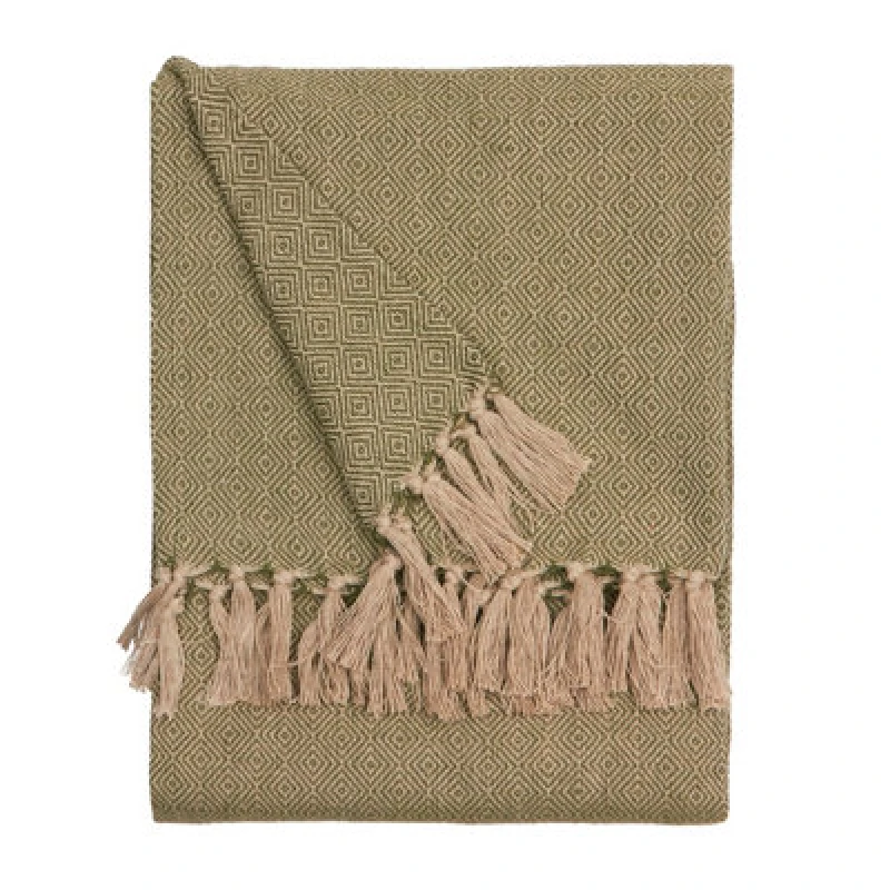 Image of Furn Dessa Woven Indoor/Outdoor Throw in Olive Size: 130cm x 180cm Olive Unisex 130cm x 180 cm