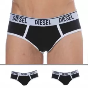 Image of Diesel 2-Pack Contrast Cotton Briefs - Black - Black M
