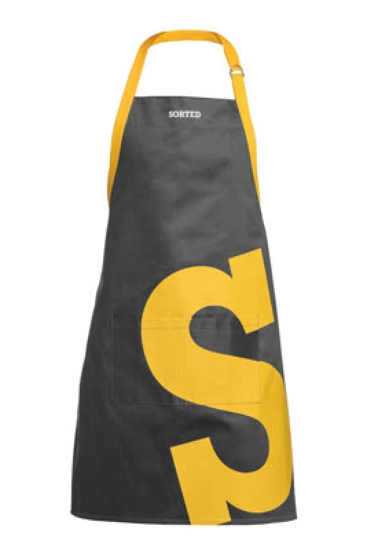 Image of Premier Housewares Versatile Black And Grey Logo Sorted Apron, Adjustable Apron For Cooking, Stylish Machine Washable Apron Yellow