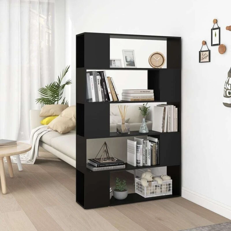 Image of VIDAXL Vidaxl - Book Cabinet Room Divider Black 100x24x155cm Engineered Wood 8720286651544