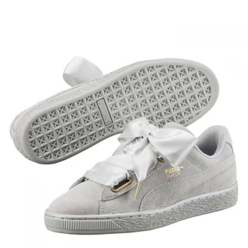 Image of Puma Heart Suede Trainers Ladies - Gray V - Gray V