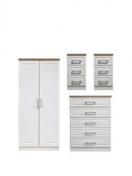 Image of Swift Regent Ready Assembled 4 Piece Package - 2 Door Wardrobe, 5 Drawer Chest And 2 Bedside Chests