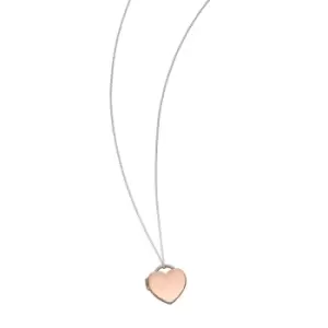 Image of Sterling Silver and Rose Gold Plated Heart Shape Locket With Cubic Zirconia Stones