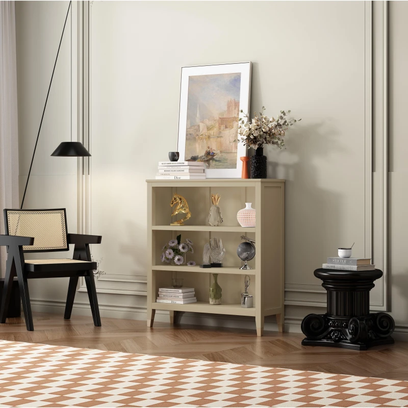 Image of Cabinet Bits Palazzi 3 Tier Bookcase H97 W89 D25cm in Light Beige Light Beige Unisex