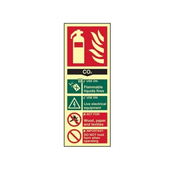 Image of Scan CO2 Fire Extinguisher Sign 75mm 200mm Photoluminescent