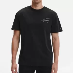 Image of Tommy Jeans Mens Signature Logo T-Shirt - Black - L
