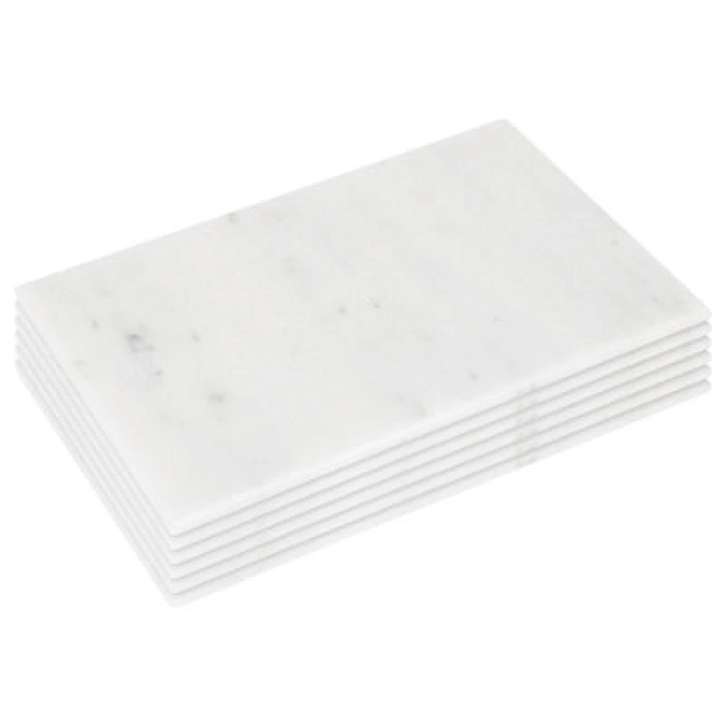 Image of Argon Tableware Rectangle Marble Placemats - 30cm x 20cm - White - Pack of 6 Size: 30cm x 20cm White Unisex 30cm x 20 cm