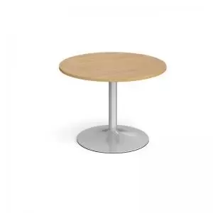 Image of Trumpet base circular boardroom table 1000mm - silver base and oak top