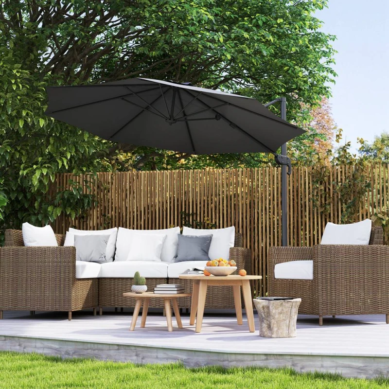 Image of Outsunny 3 X 3(m) Cantilever Parasol Garden Umbrella With Cross Base - Black TJ Hughes 5063603021358